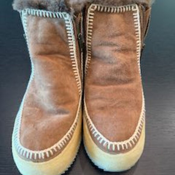 Laidback London Setsu Platform Crochet Ankle Boot Camel Suede Natural 39 - 8 1/2 - Picture 4 of 9